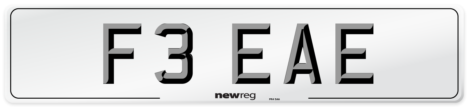 F3 EAE Number Plate from New Reg